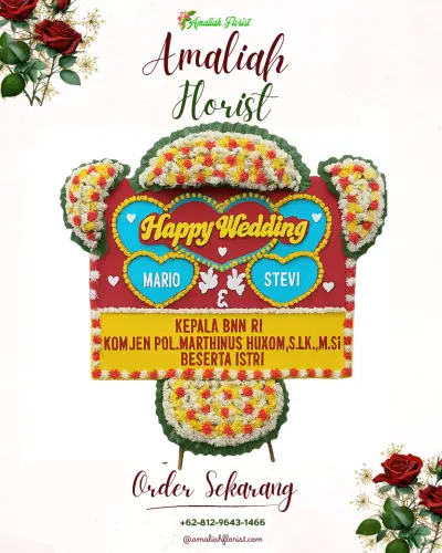 Karangan Papan Bunga Pernikahan di Bebalang